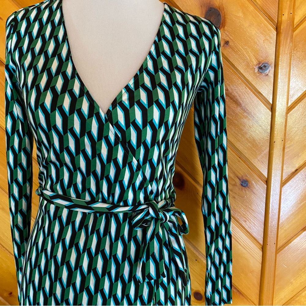 Diane von Furstenberg NWT DVF x Target Geo Green Wrap Dress XS Extra Small